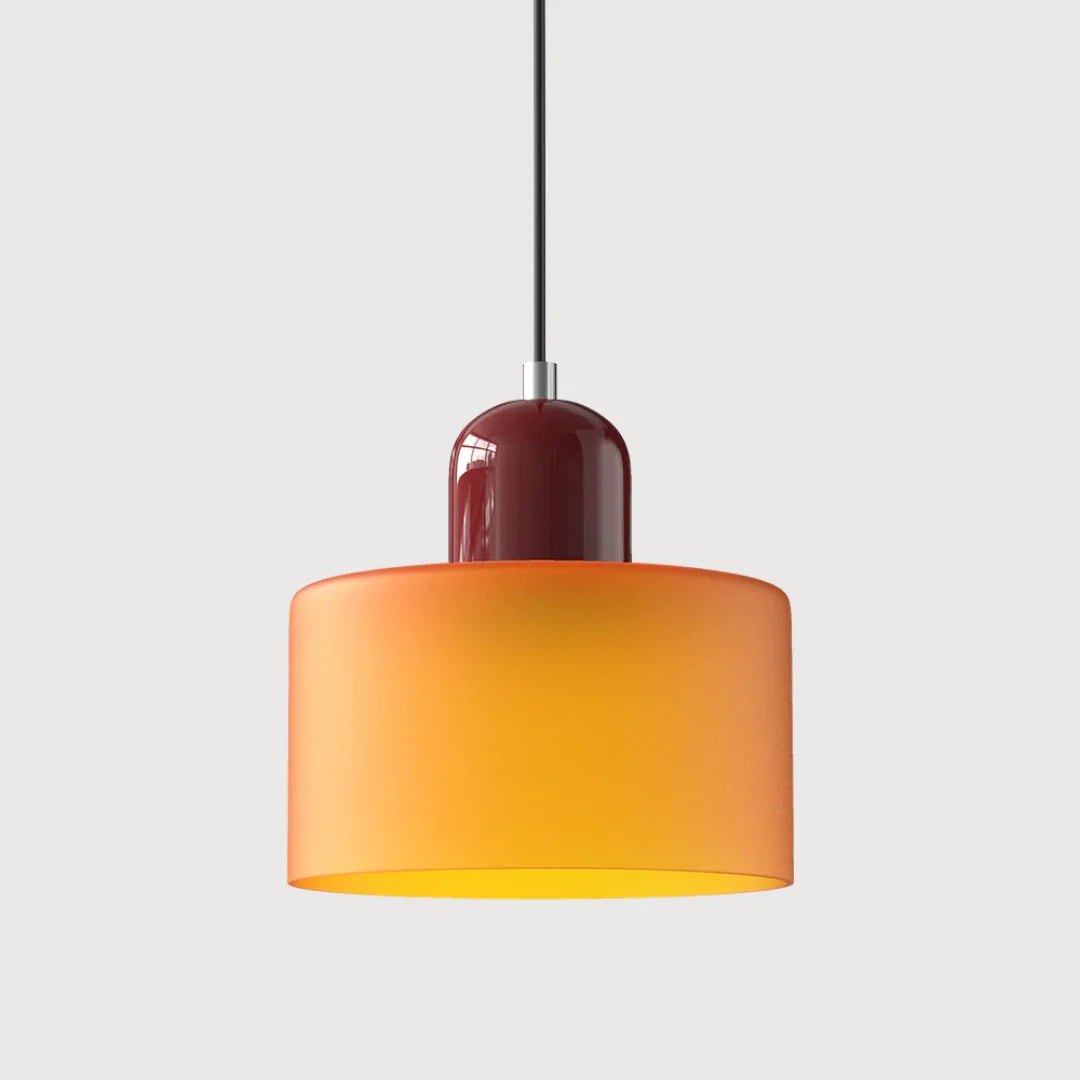 Suspension cylindrique orange style nordique